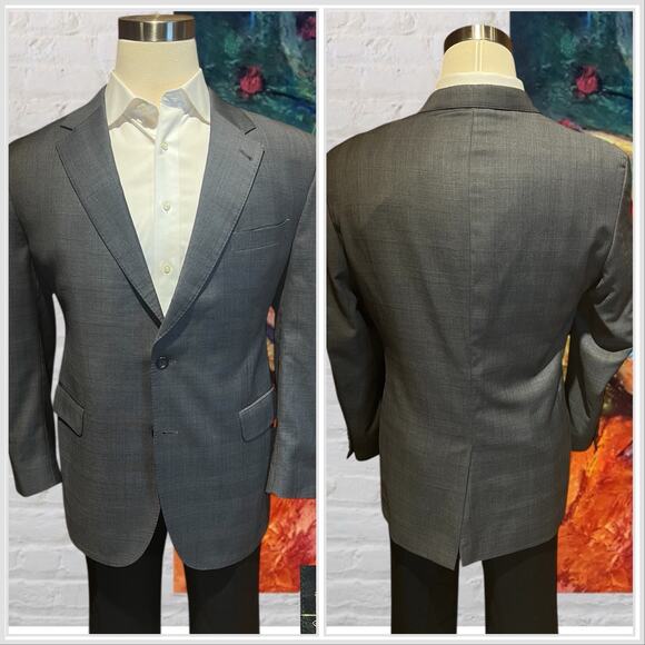 Jos A Bank Signature Gold 43R Gray Burnt Orange Plaid Blazer Jacket Suit Coat - Picture 11 of 13